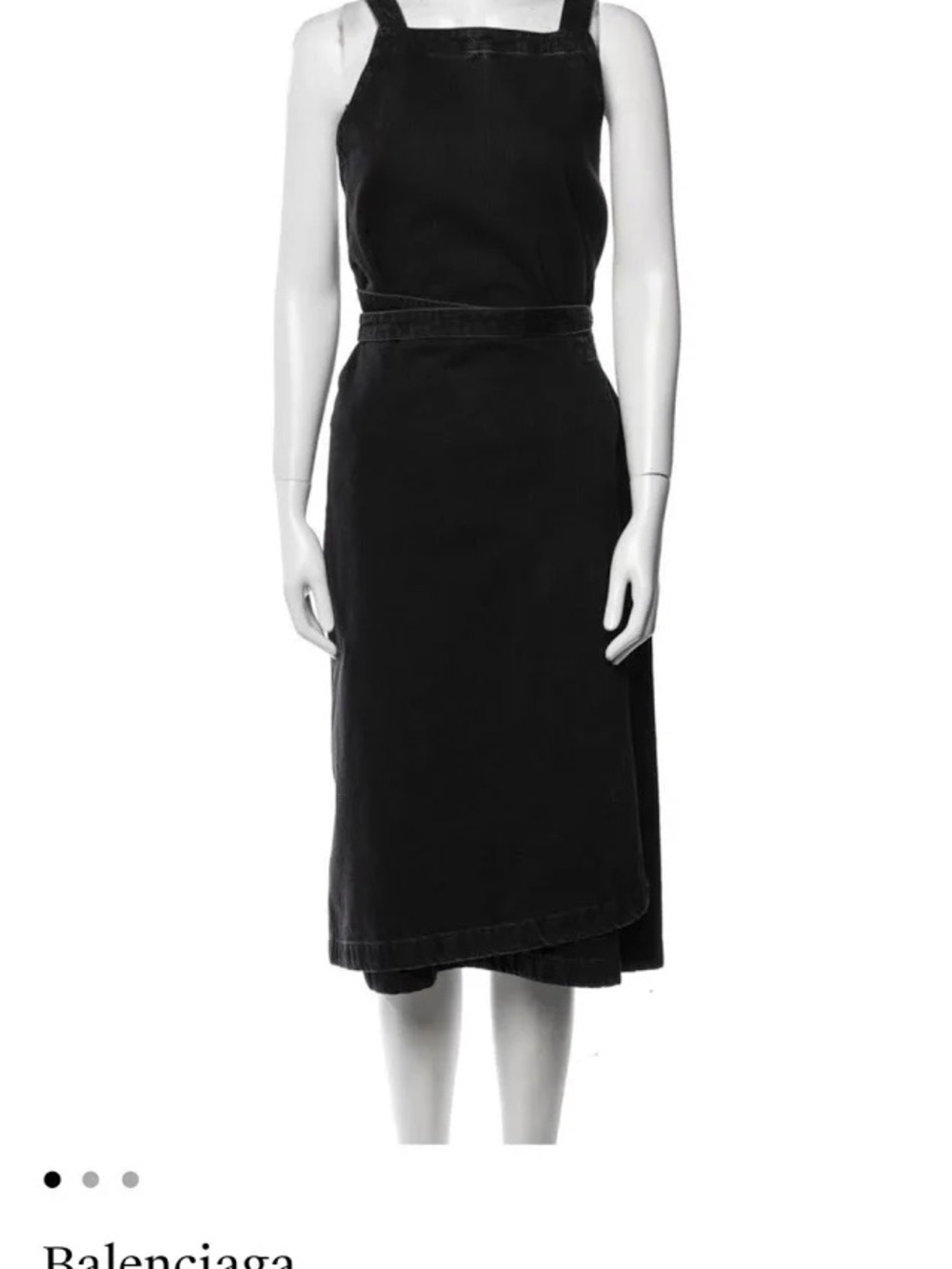 Balenciaga Black Square-Neck Layered Apron Wrap Midi Dress